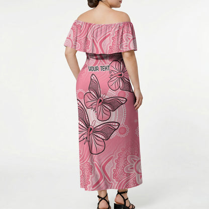 Personalized Pink Butterfly Spirit Off Shoulder Maxi Dress Australia’s Breast Cancer Support