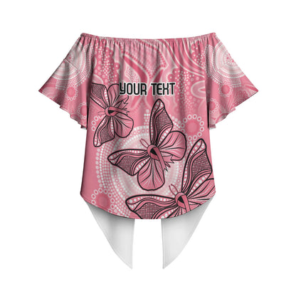 Personalized Pink Butterfly Spirit Off Shoulder Wrap Waist Top Australia’s Breast Cancer Support