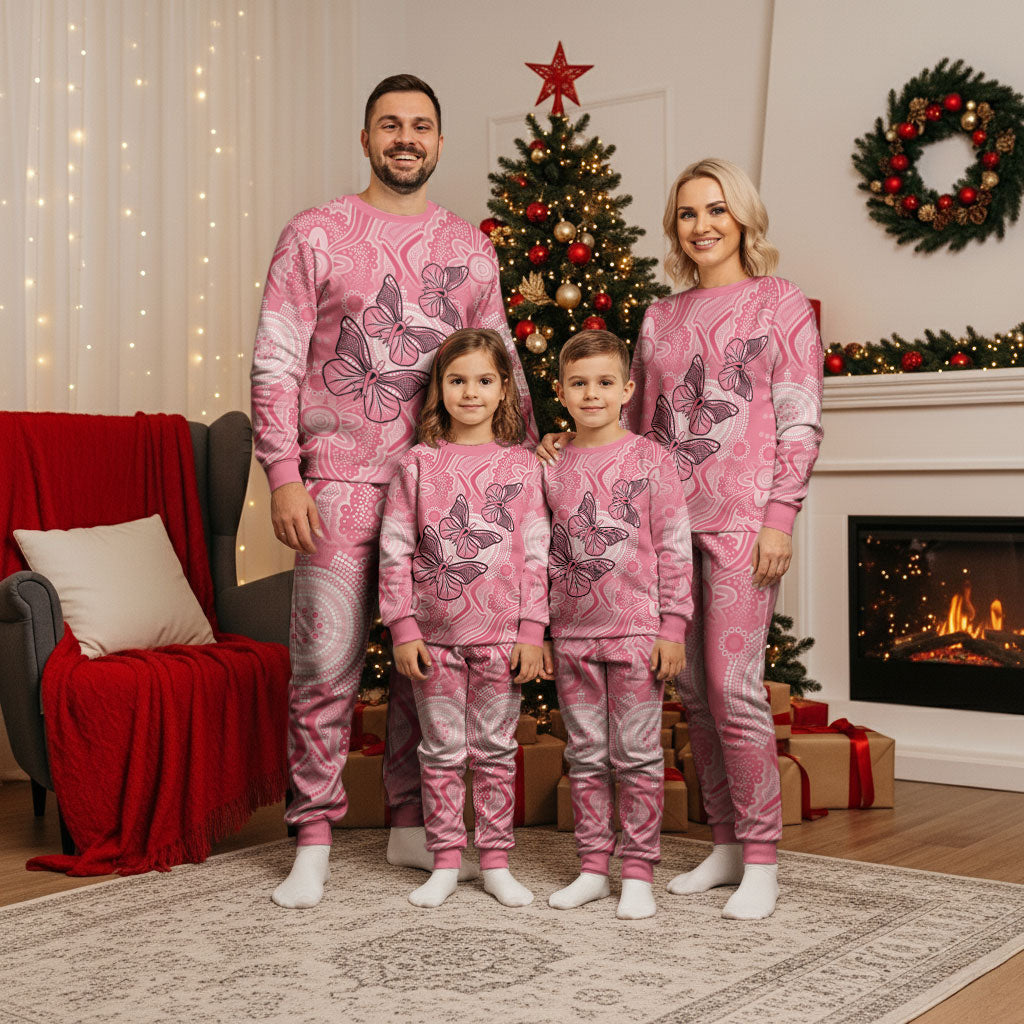 Personalized Pink Butterfly Spirit Christmas Pajama Set Australia’s Breast Cancer Support