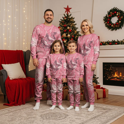 Personalized Pink Butterfly Spirit Christmas Pajama Set Australia’s Breast Cancer Support