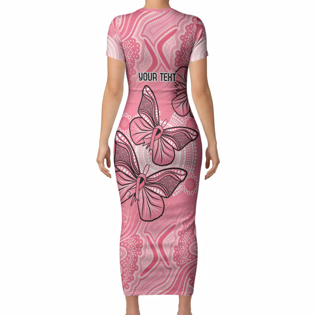 Personalized Pink Butterfly Spirit Short Sleeve Bodycon Dress Australia’s Breast Cancer Support