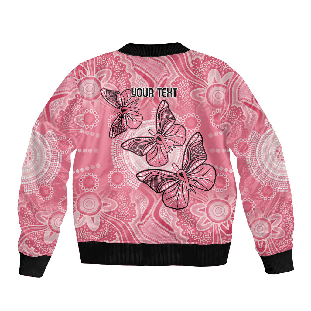 Personalized Pink Butterfly Spirit Sleeve Zip Bomber Jacket Australia’s Breast Cancer Support