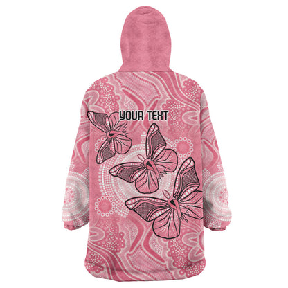 Personalized Pink Butterfly Spirit Wearable Blanket Hoodie Australia’s Breast Cancer Support