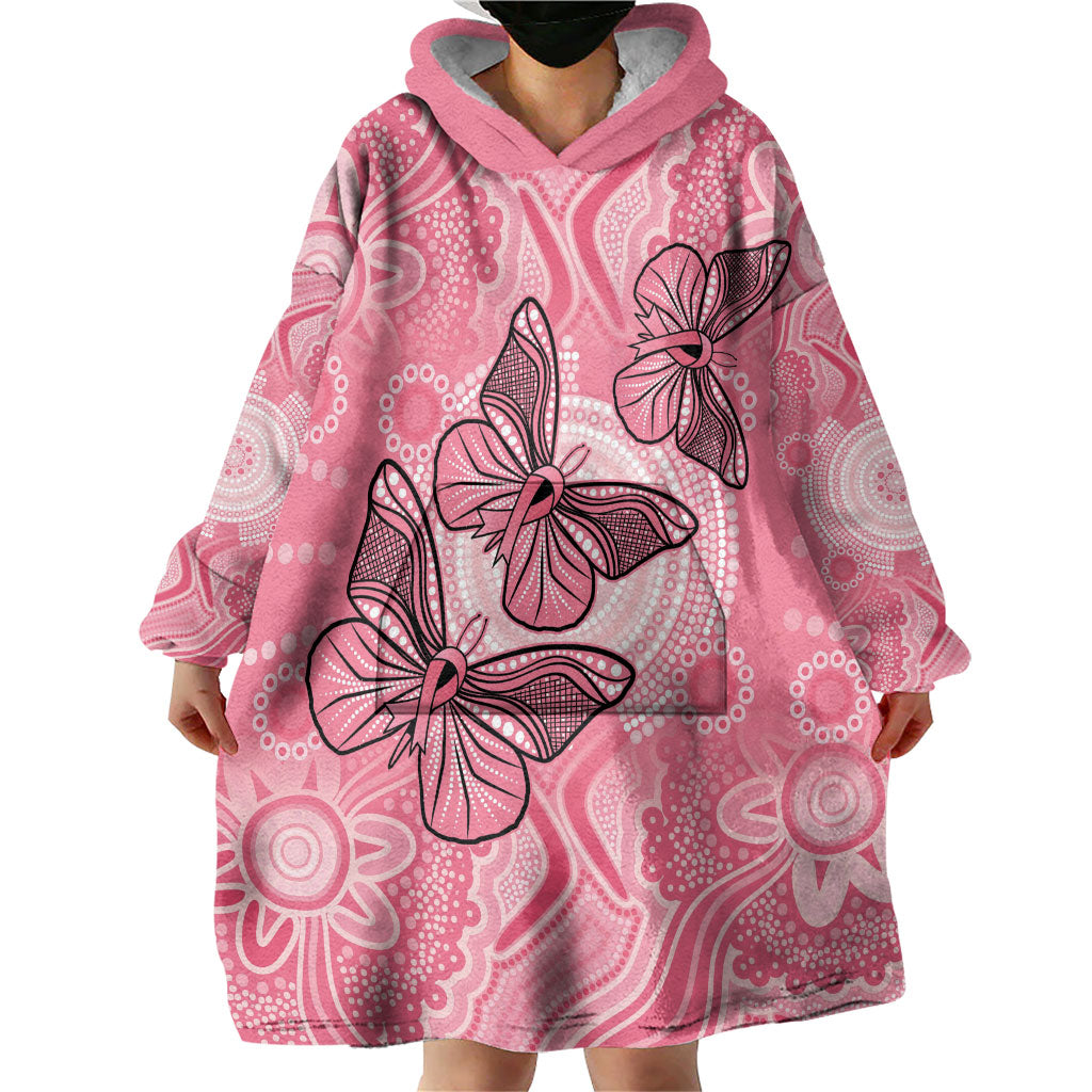 Personalized Pink Butterfly Spirit Wearable Blanket Hoodie Australia’s Breast Cancer Support
