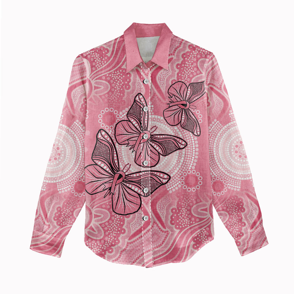 Personalized Pink Butterfly Spirit Women Casual Shirt Australia’s Breast Cancer Support