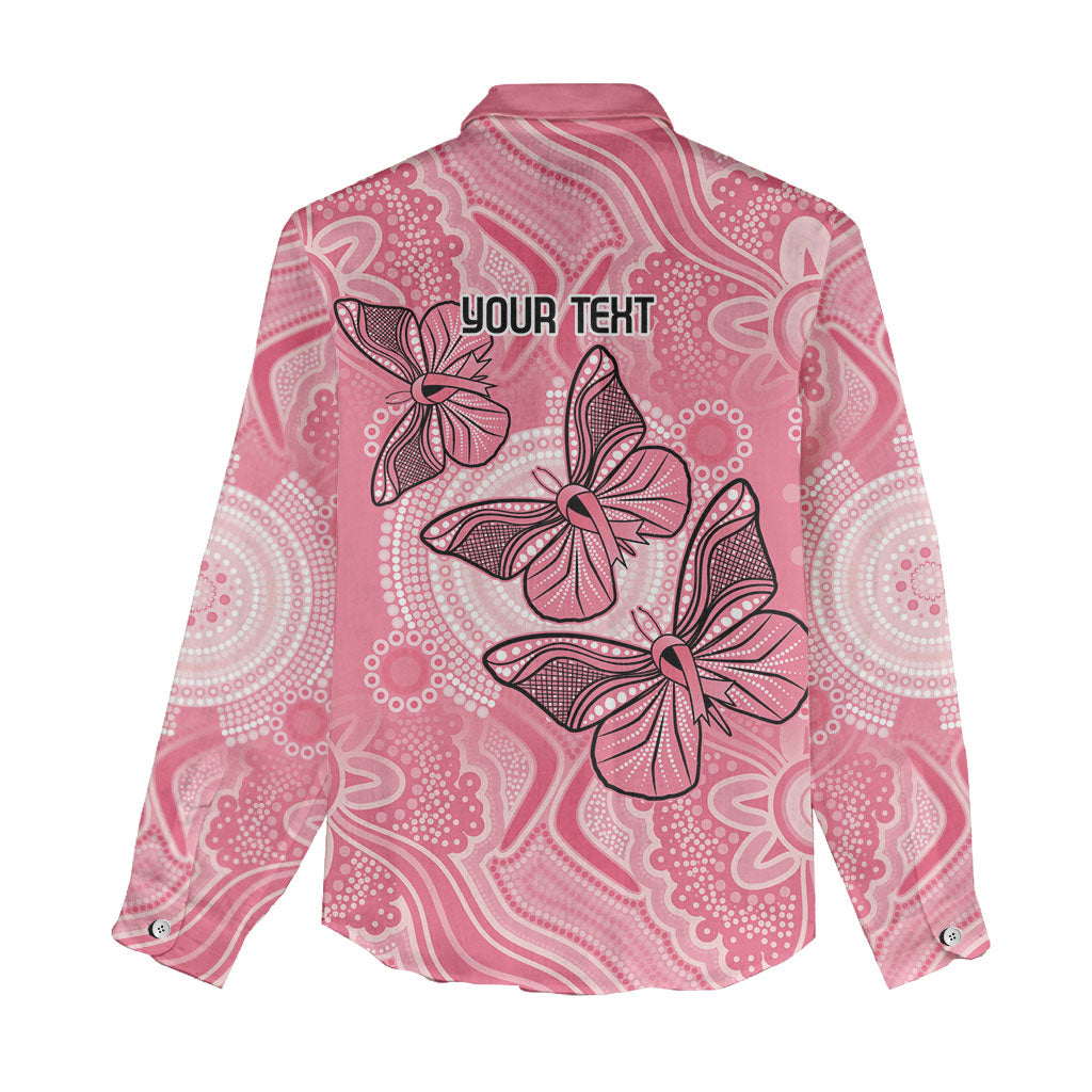 Personalized Pink Butterfly Spirit Women Casual Shirt Australia’s Breast Cancer Support