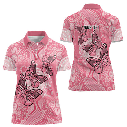 Personalized Pink Butterfly Spirit Women Polo Shirt Australia’s Breast Cancer Support