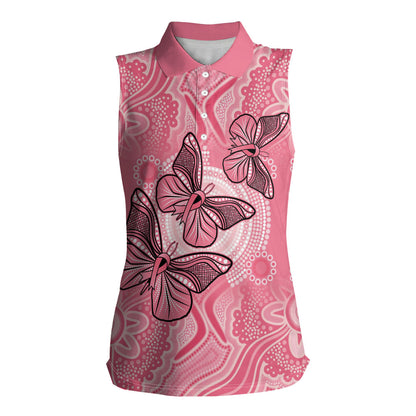 Personalized Pink Butterfly Spirit Women Sleeveless Polo Shirt Australia’s Breast Cancer Support