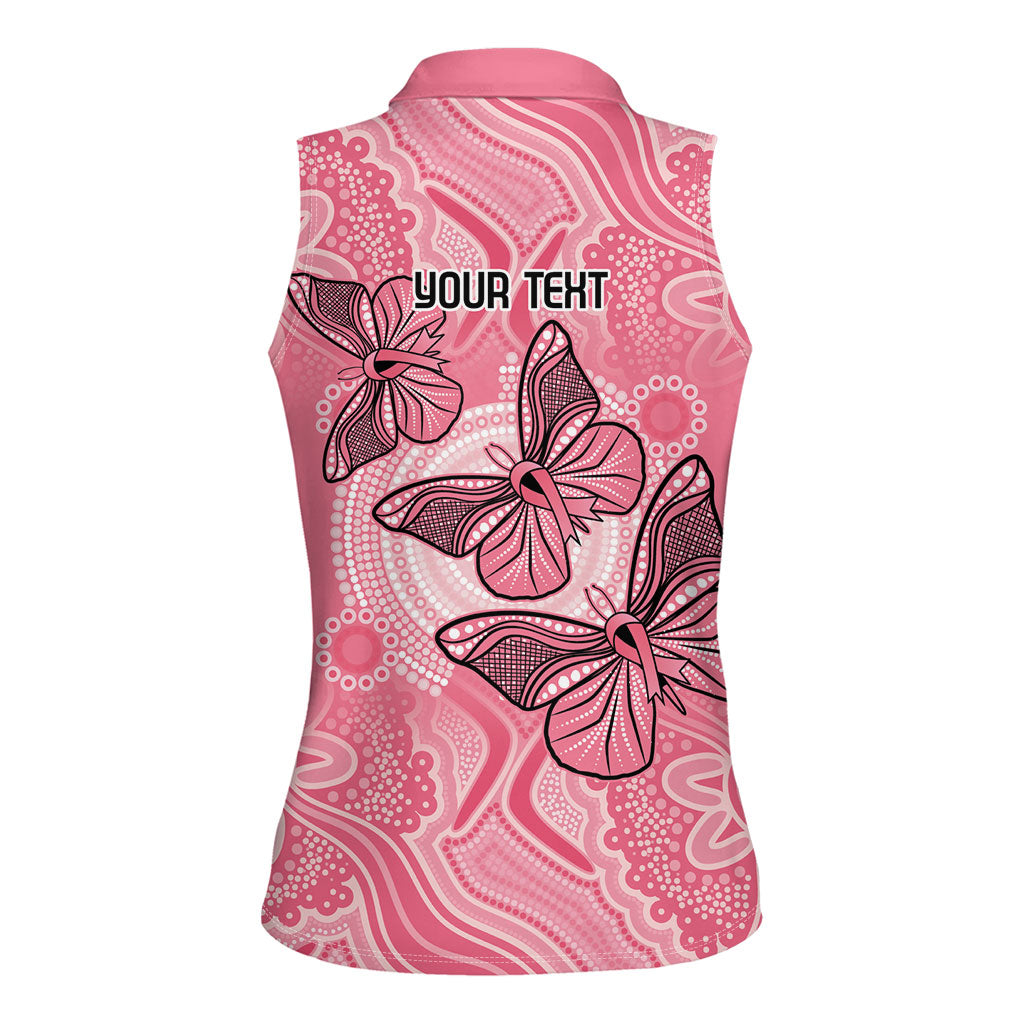 Personalized Pink Butterfly Spirit Women Sleeveless Polo Shirt Australia’s Breast Cancer Support