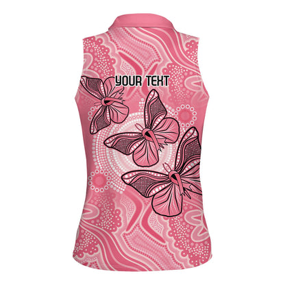 Personalized Pink Butterfly Spirit Women Sleeveless Polo Shirt Australia’s Breast Cancer Support