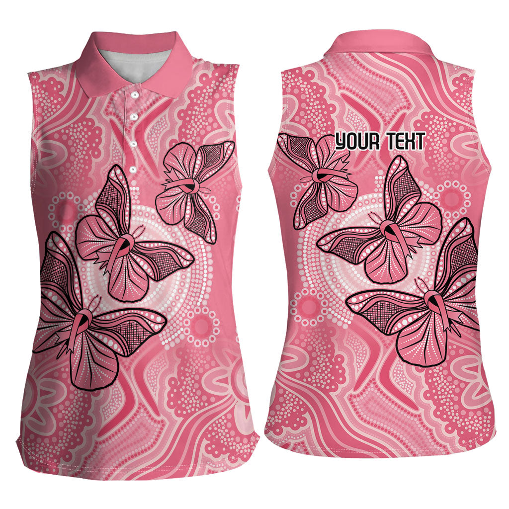 Personalized Pink Butterfly Spirit Women Sleeveless Polo Shirt Australia’s Breast Cancer Support