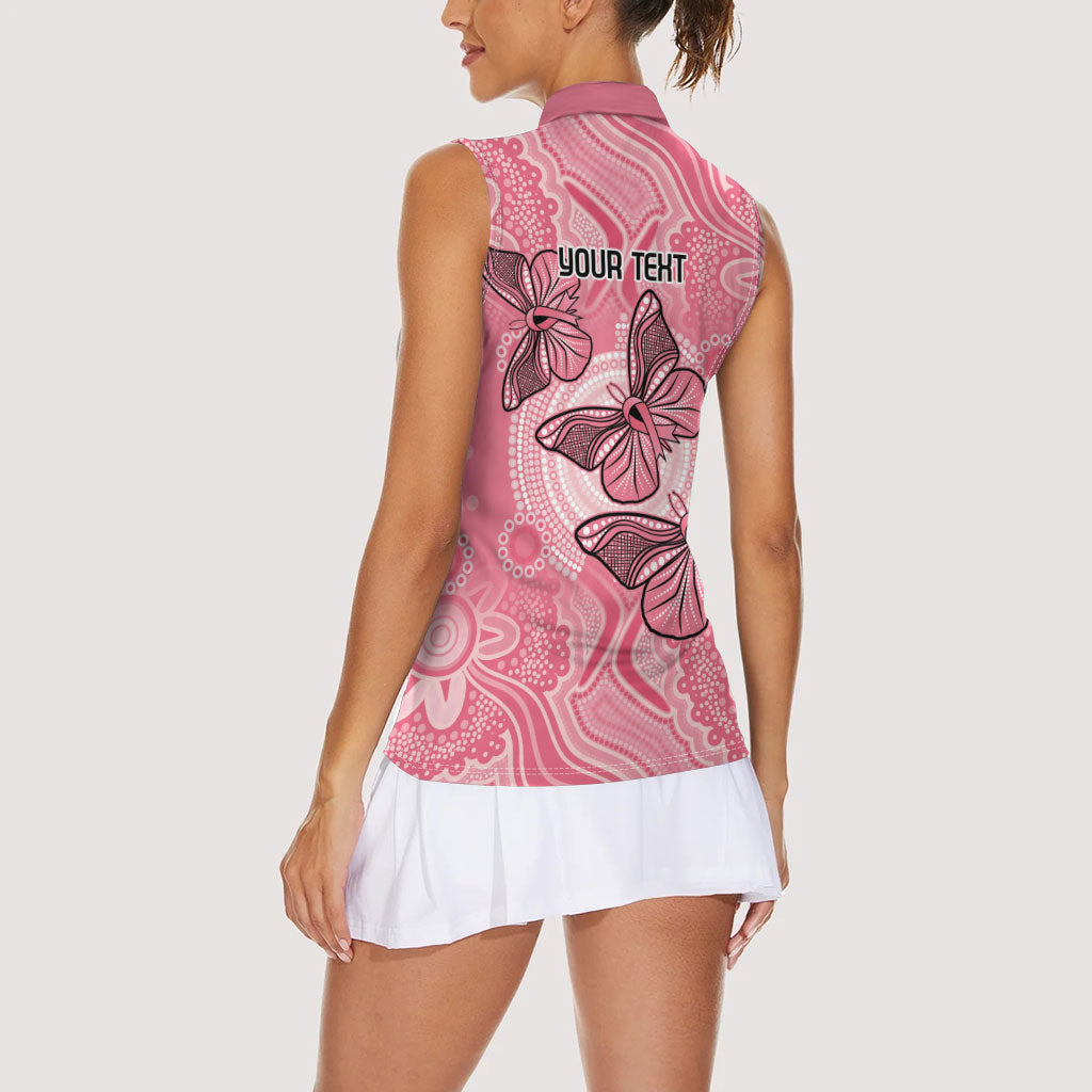 Personalized Pink Butterfly Spirit Women Sleeveless Polo Shirt Australia’s Breast Cancer Support