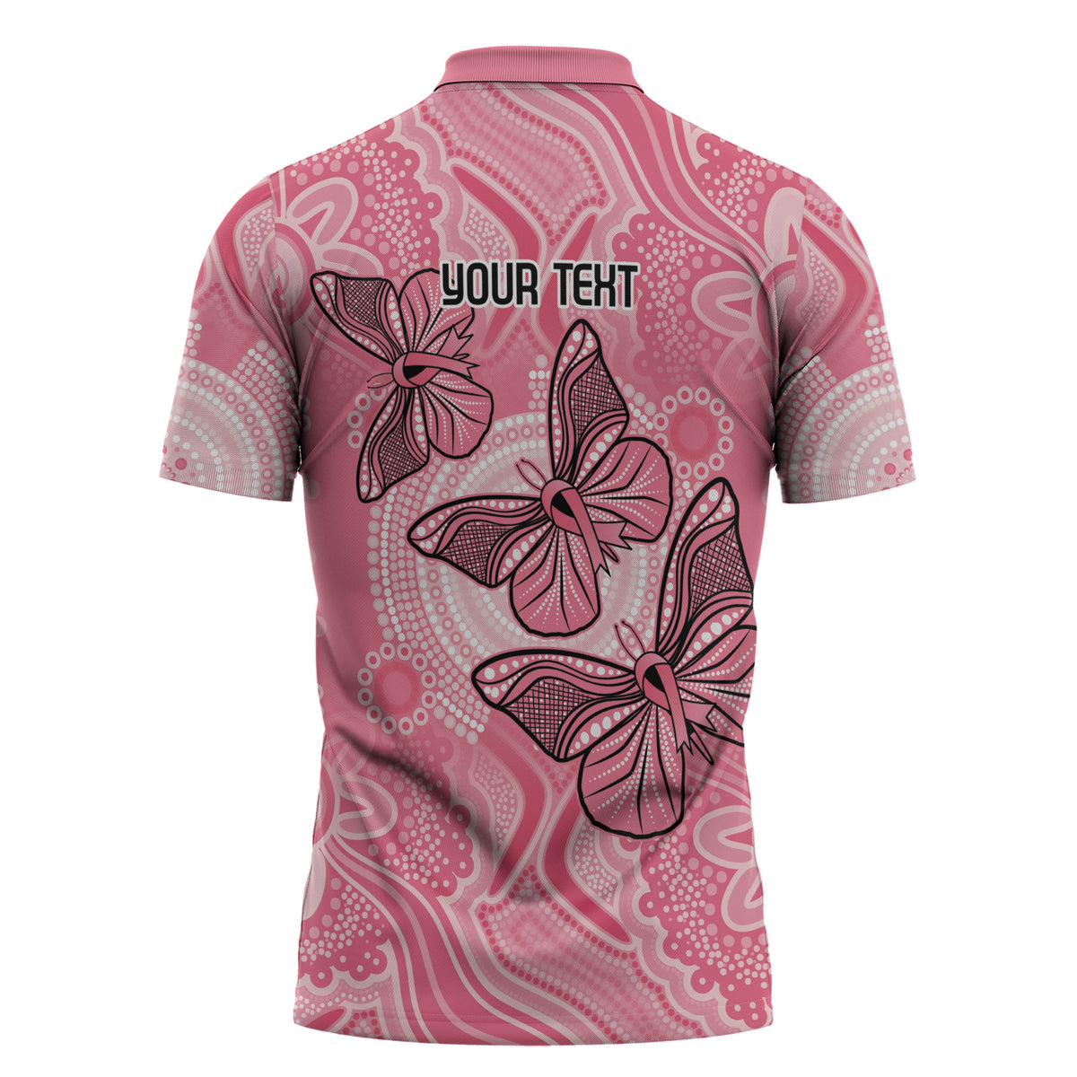 Personalized Pink Butterfly Spirit Zipper Polo Shirt Australia’s Breast Cancer Support