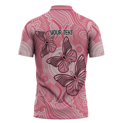Personalized Pink Butterfly Spirit Zipper Polo Shirt Australia’s Breast Cancer Support
