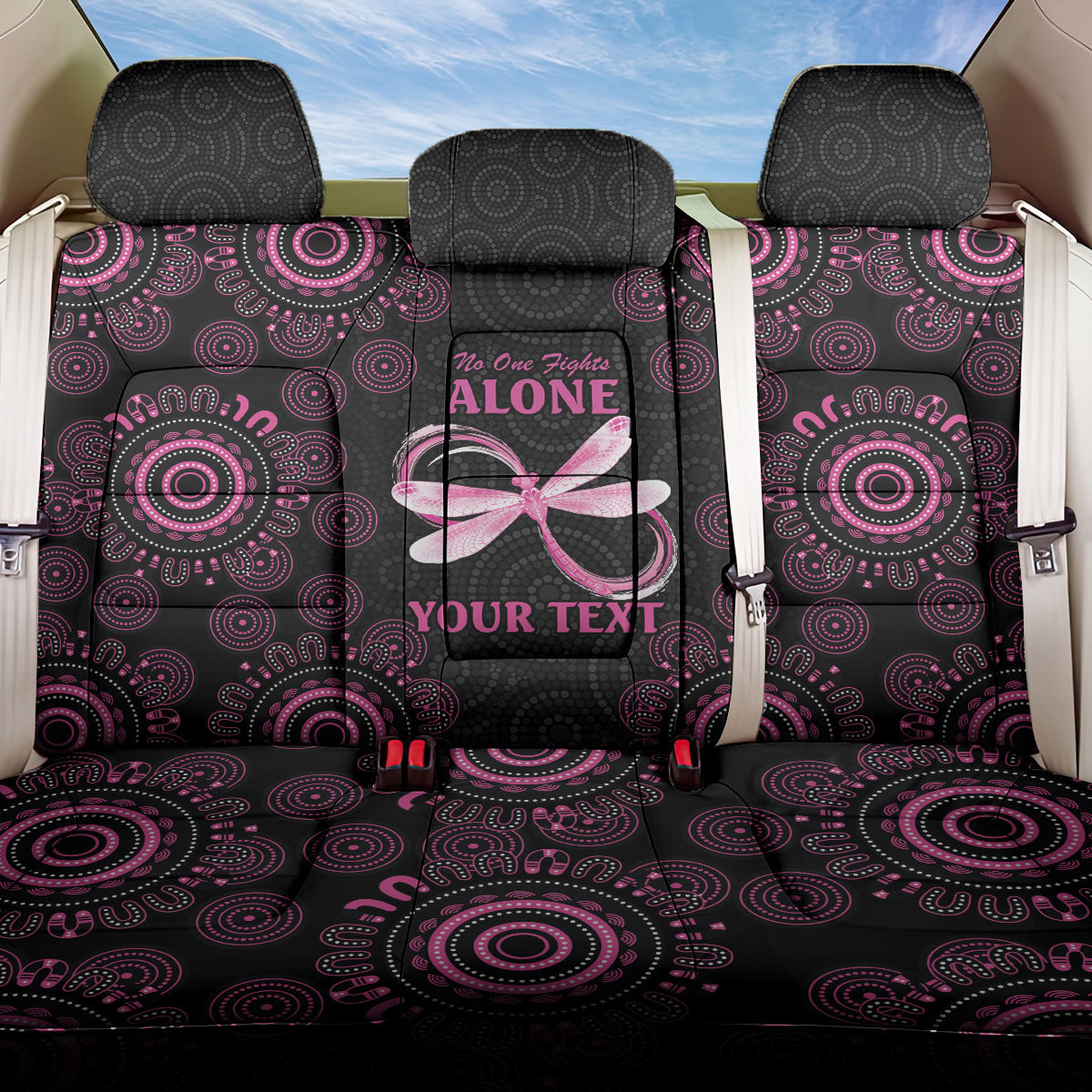 Personalized Pink Dragonfly Aboriginal of Hope Back Car Seat Cover Australia’s Breast Cancer Support