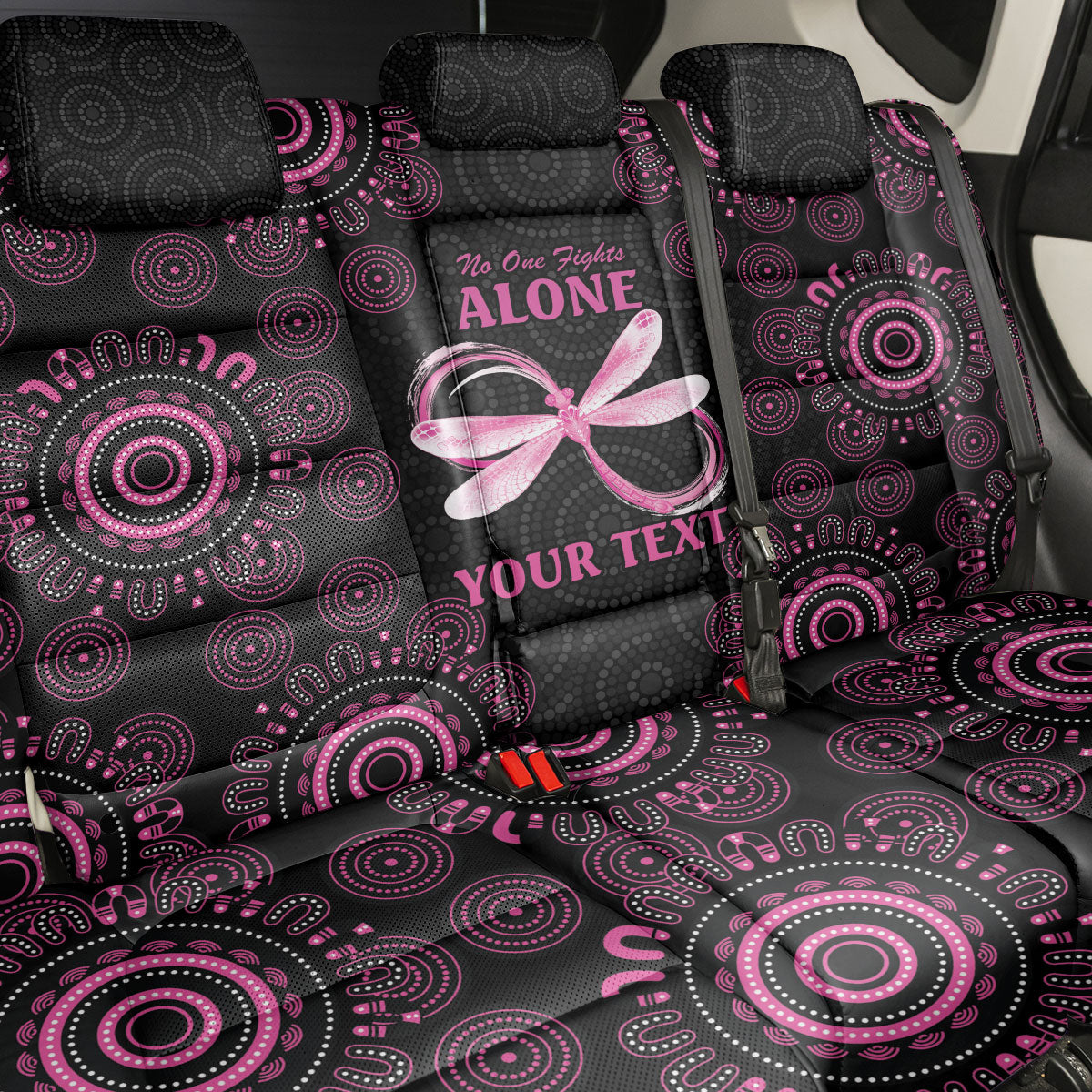 Personalized Pink Dragonfly Aboriginal of Hope Back Car Seat Cover Australia’s Breast Cancer Support