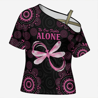 Personalized Pink Dragonfly Aboriginal of Hope Cross Shoulder Shirt Australia’s Breast Cancer Support