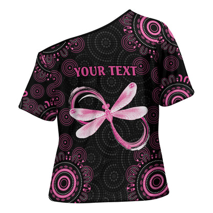 Personalized Pink Dragonfly Aboriginal of Hope Cross Shoulder Shirt Australia’s Breast Cancer Support