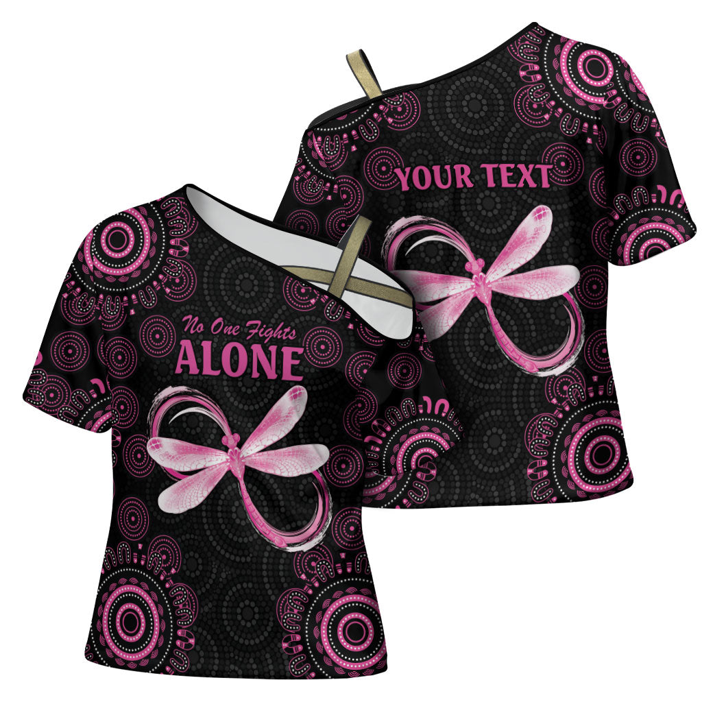 Personalized Pink Dragonfly Aboriginal of Hope Cross Shoulder Shirt Australia’s Breast Cancer Support