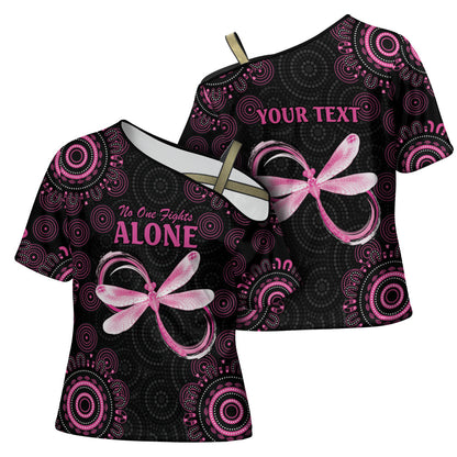 Personalized Pink Dragonfly Aboriginal of Hope Cross Shoulder Shirt Australia’s Breast Cancer Support