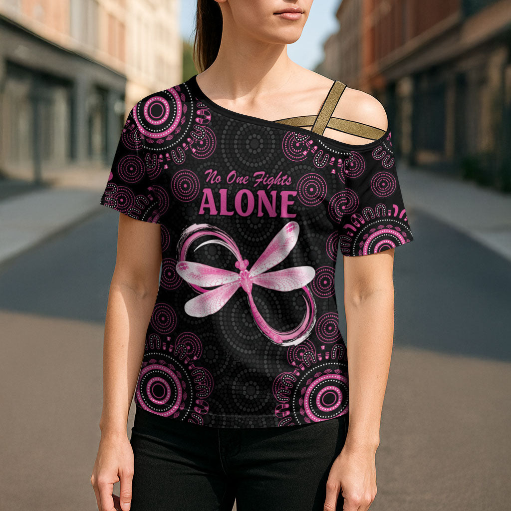 Personalized Pink Dragonfly Aboriginal of Hope Cross Shoulder Shirt Australia’s Breast Cancer Support