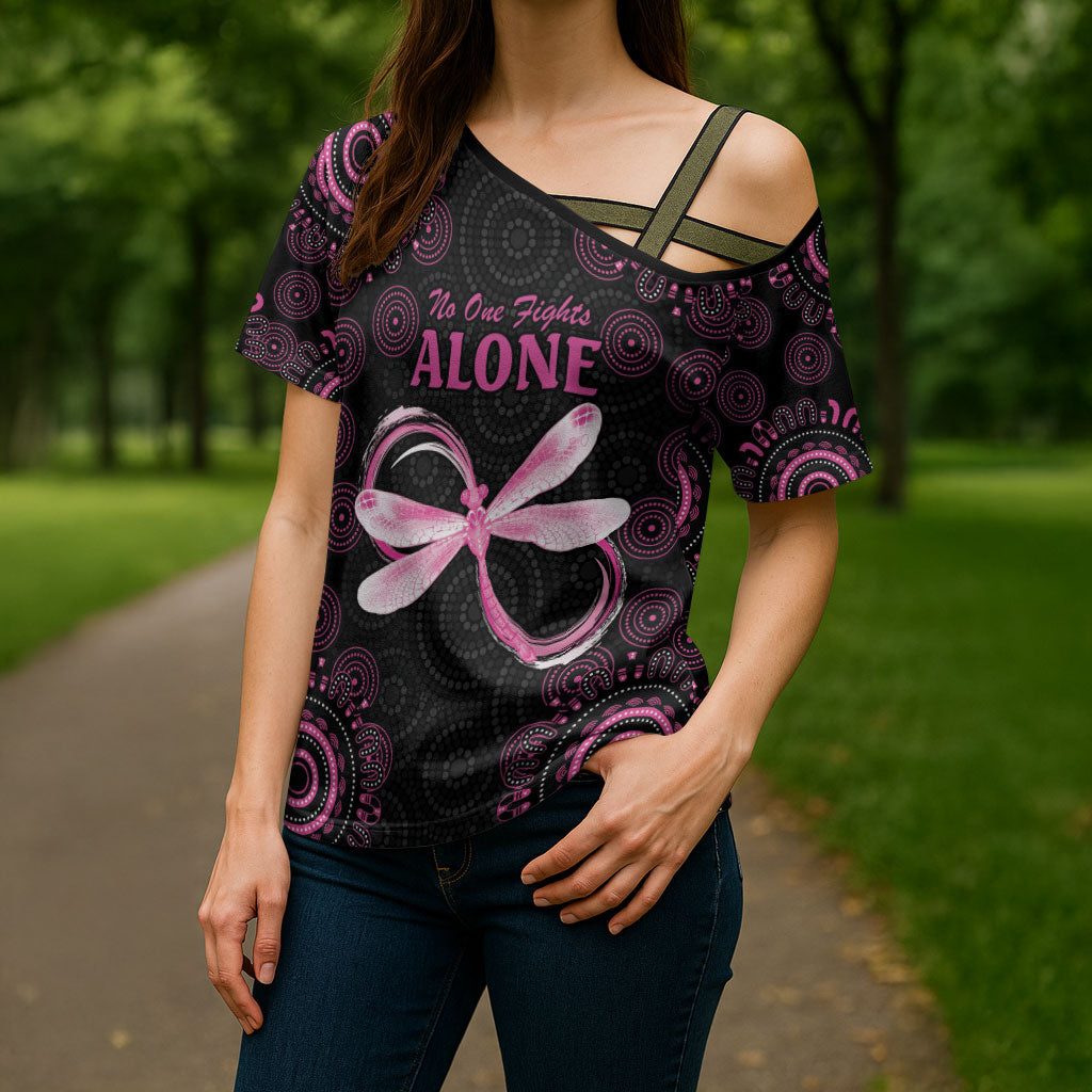 Personalized Pink Dragonfly Aboriginal of Hope Cross Shoulder Shirt Australia’s Breast Cancer Support