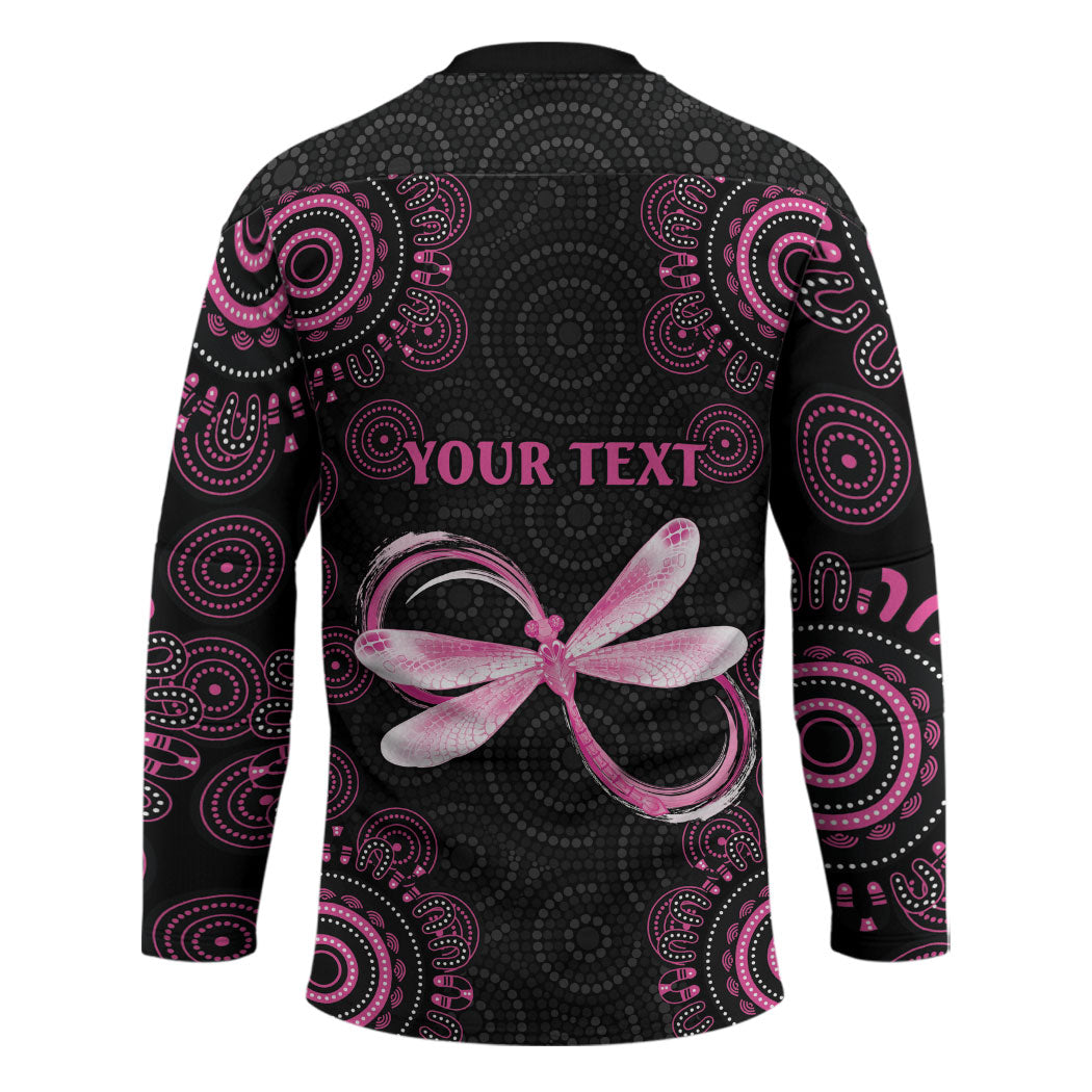 Personalized Pink Dragonfly Aboriginal of Hope Hockey Jersey Australia’s Breast Cancer Support