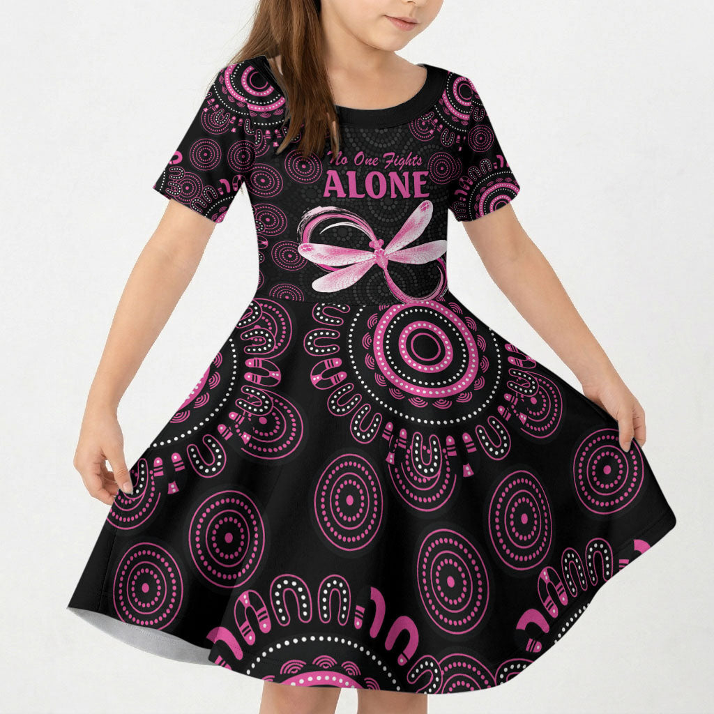Personalized Pink Dragonfly Aboriginal of Hope Kid Short Sleeve Dress Australia’s Breast Cancer Support