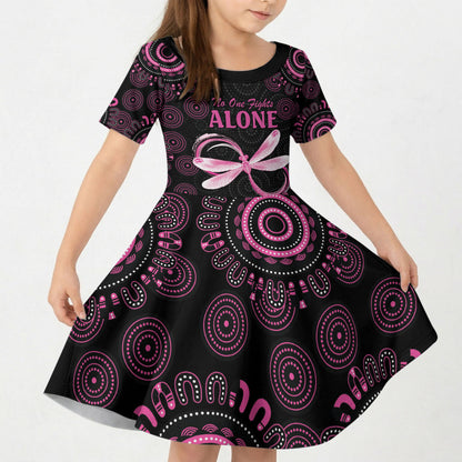 Personalized Pink Dragonfly Aboriginal of Hope Kid Short Sleeve Dress Australia’s Breast Cancer Support
