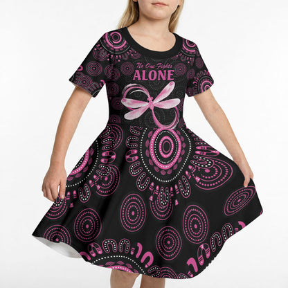 Personalized Pink Dragonfly Aboriginal of Hope Kid Short Sleeve Dress Australia’s Breast Cancer Support