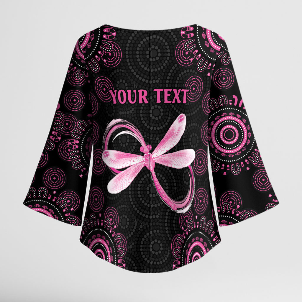 Personalized Pink Dragonfly Aboriginal of Hope Kimono Sleeve Blouse Australia’s Breast Cancer Support
