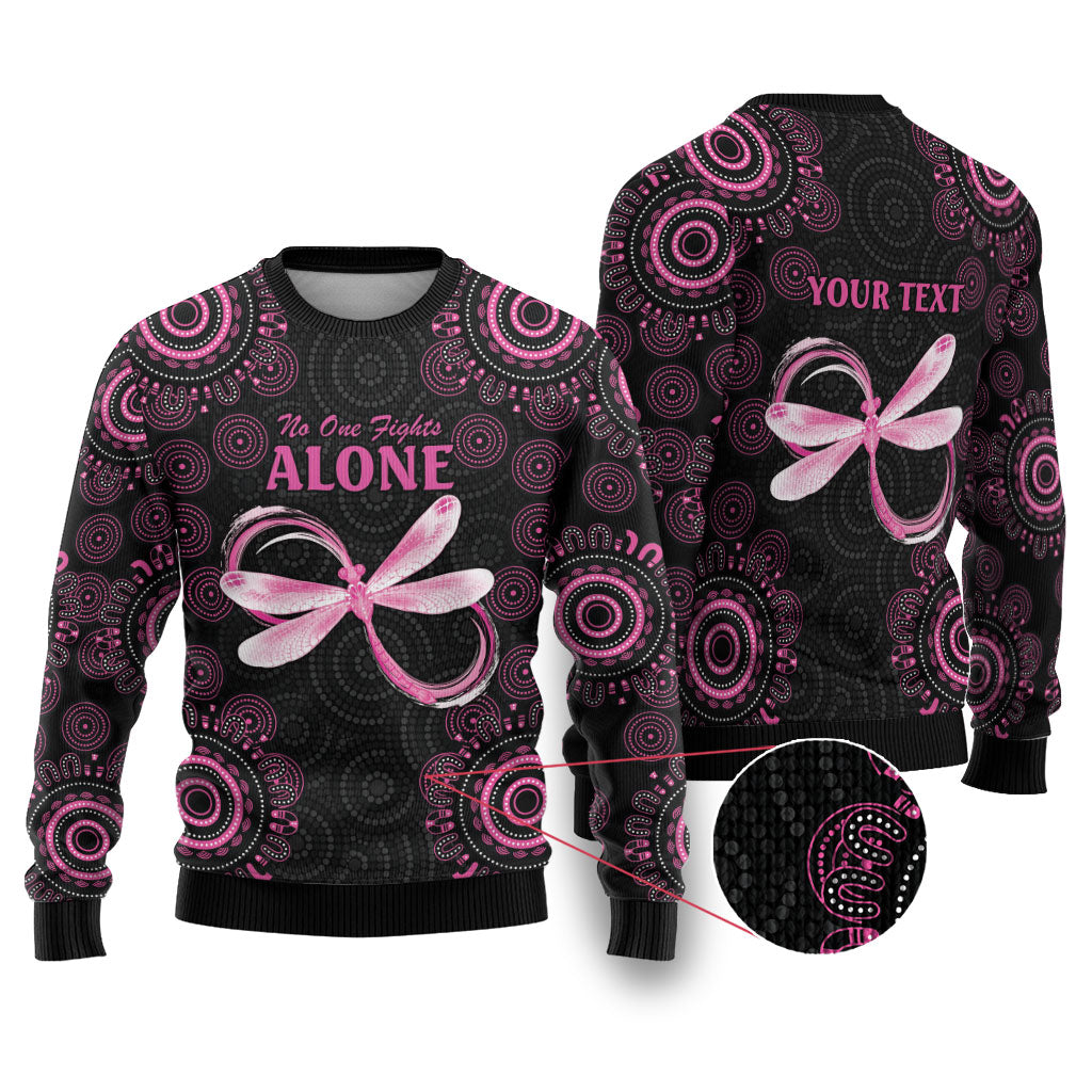 Personalized Pink Dragonfly Aboriginal of Hope Ugly Christmas Sweater Australia’s Breast Cancer Support