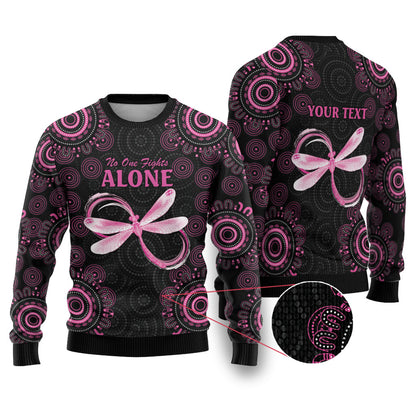 Personalized Pink Dragonfly Aboriginal of Hope Ugly Christmas Sweater Australia’s Breast Cancer Support