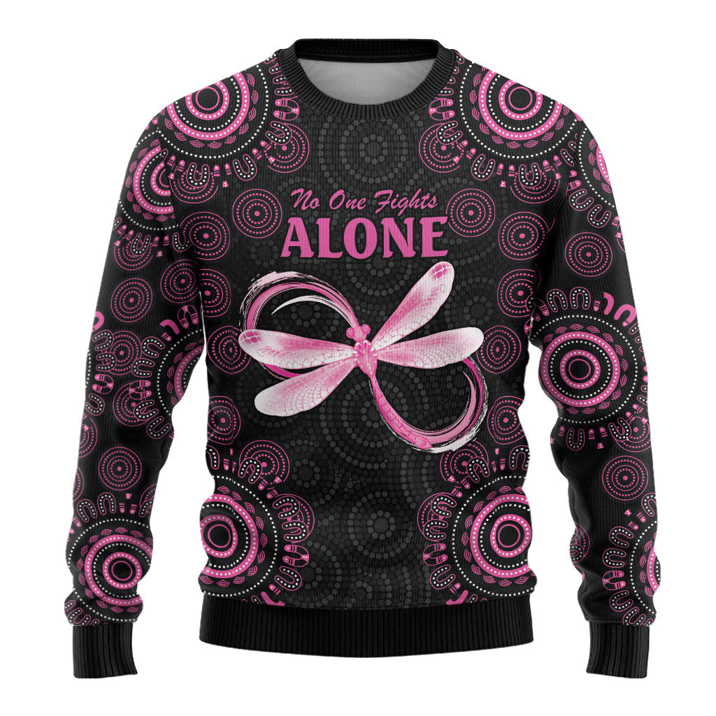 Personalized Pink Dragonfly Aboriginal of Hope Ugly Christmas Sweater Australia’s Breast Cancer Support