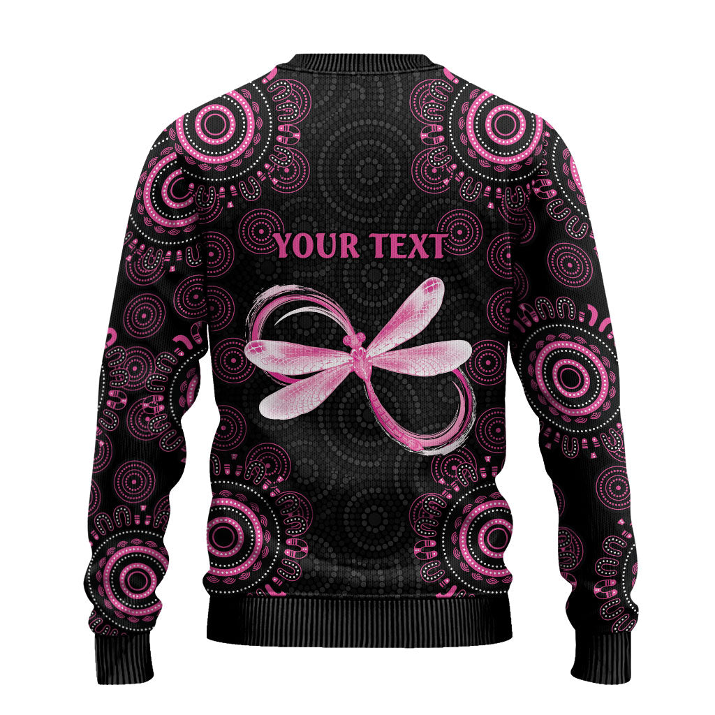 Personalized Pink Dragonfly Aboriginal of Hope Ugly Christmas Sweater Australia’s Breast Cancer Support