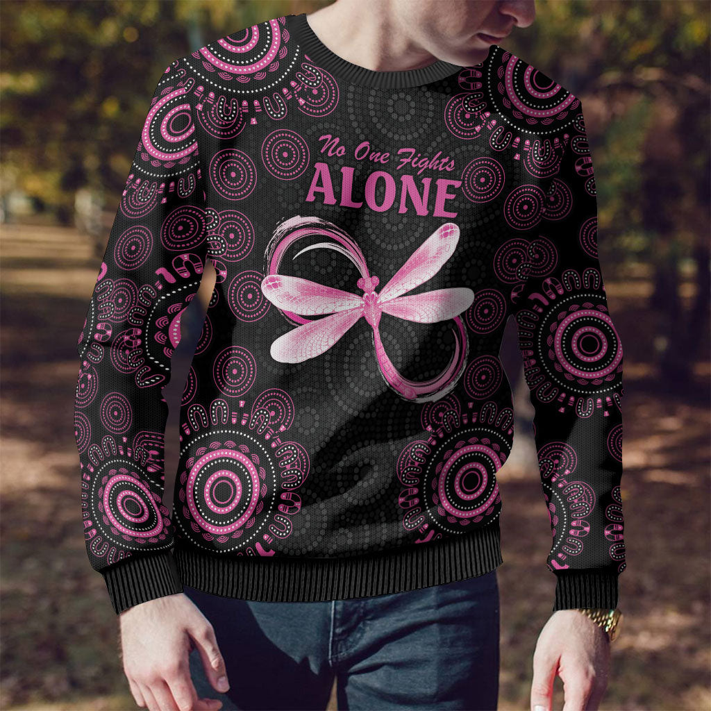 Personalized Pink Dragonfly Aboriginal of Hope Ugly Christmas Sweater Australia’s Breast Cancer Support