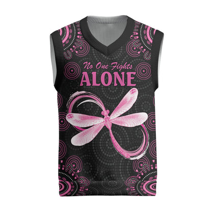 Personalized Pink Dragonfly Aboriginal of Hope Christmas Knitted V-Neck Vest Australia’s Breast Cancer Support