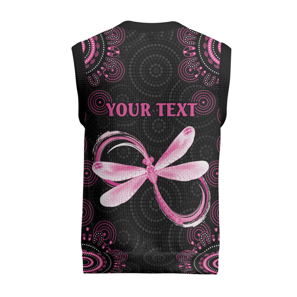 Personalized Pink Dragonfly Aboriginal of Hope Christmas Knitted V-Neck Vest Australia’s Breast Cancer Support