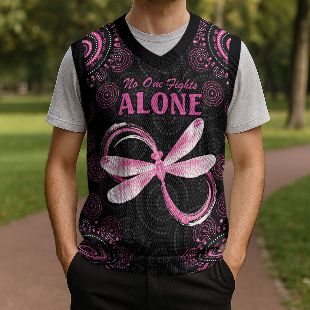 Personalized Pink Dragonfly Aboriginal of Hope Christmas Knitted V-Neck Vest Australia’s Breast Cancer Support