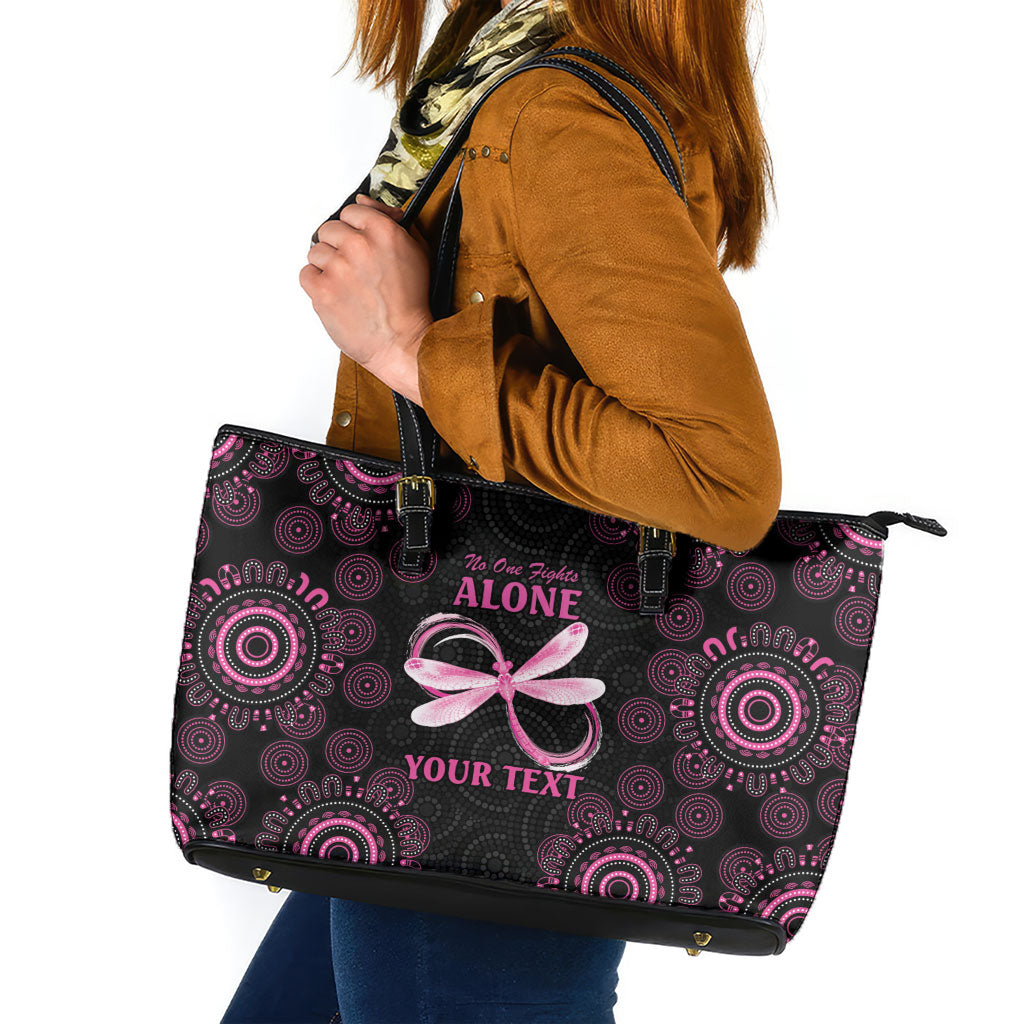 Personalized Pink Dragonfly Aboriginal of Hope Leather Tote Bag Australia’s Breast Cancer Support