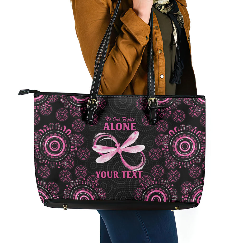 Personalized Pink Dragonfly Aboriginal of Hope Leather Tote Bag Australia’s Breast Cancer Support
