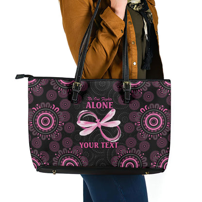 Personalized Pink Dragonfly Aboriginal of Hope Leather Tote Bag Australia’s Breast Cancer Support