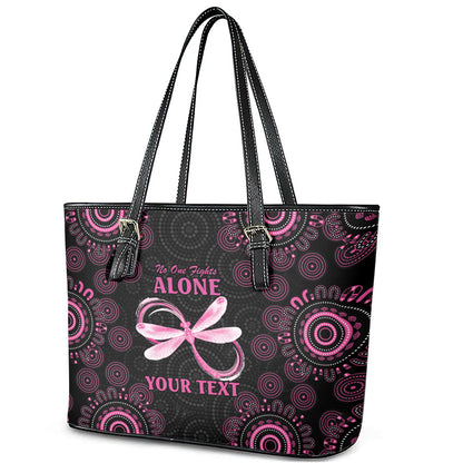 Personalized Pink Dragonfly Aboriginal of Hope Leather Tote Bag Australia’s Breast Cancer Support