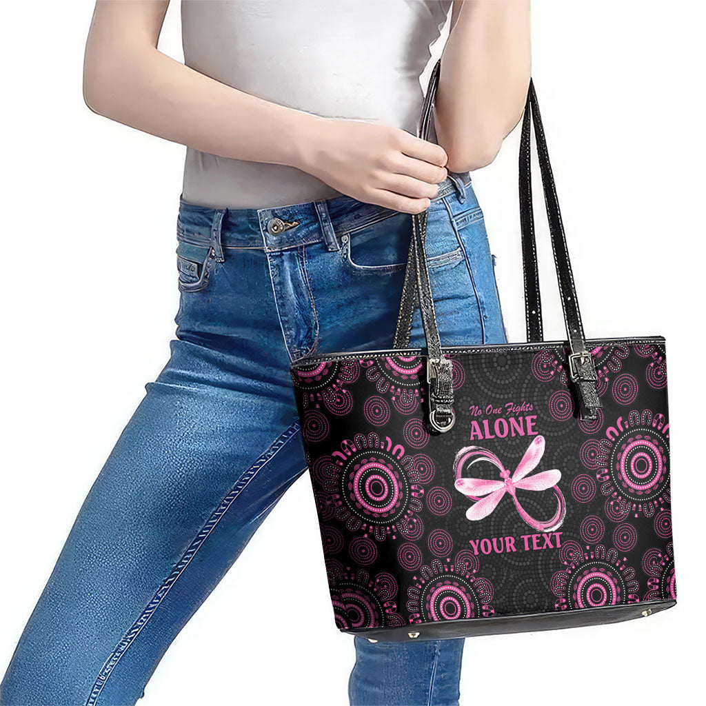 Personalized Pink Dragonfly Aboriginal of Hope Leather Tote Bag Australia’s Breast Cancer Support