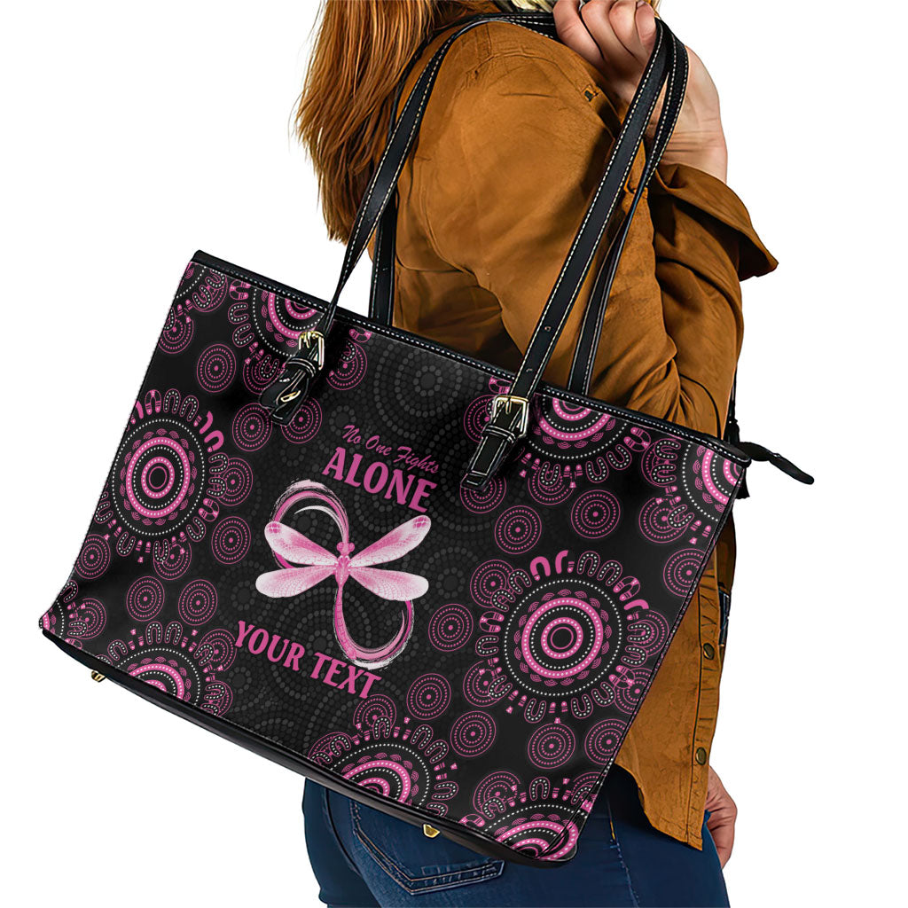 Personalized Pink Dragonfly Aboriginal of Hope Leather Tote Bag Australia’s Breast Cancer Support