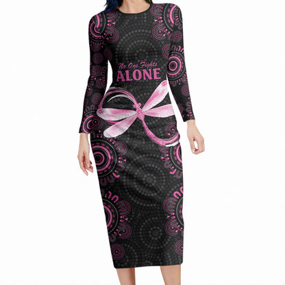 Personalized Pink Dragonfly Aboriginal of Hope Long Sleeve Bodycon Dress Australia’s Breast Cancer Support