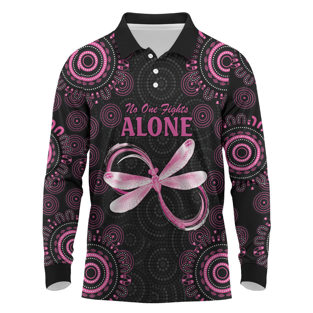 Personalized Pink Dragonfly Aboriginal of Hope Long Sleeve Polo Shirt Australia’s Breast Cancer Support
