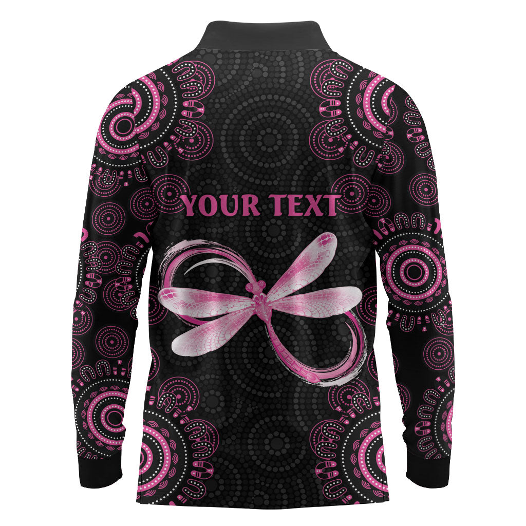 Personalized Pink Dragonfly Aboriginal of Hope Long Sleeve Polo Shirt Australia’s Breast Cancer Support