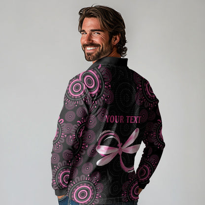 Personalized Pink Dragonfly Aboriginal of Hope Long Sleeve Polo Shirt Australia’s Breast Cancer Support