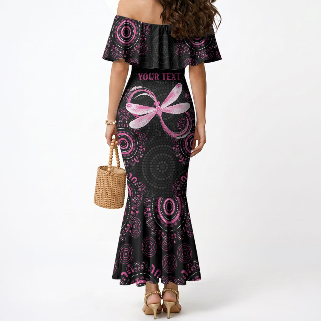 Personalized Pink Dragonfly Aboriginal of Hope Mermaid Dress Australia’s Breast Cancer Support